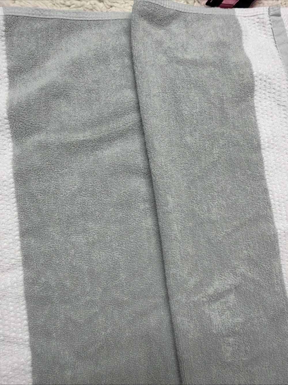 Lacoste White Towel with Gray Band and Green Crocodile Embroidery 100% Cotton